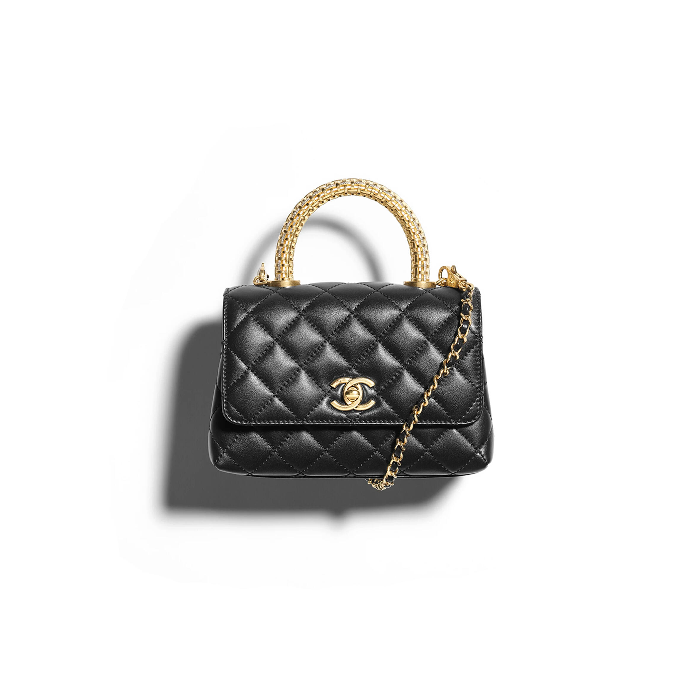 CHANEL MINI FLAP BAG WITH TOP HANDLE CALFSKIN AS2215 (19*13*9cm)